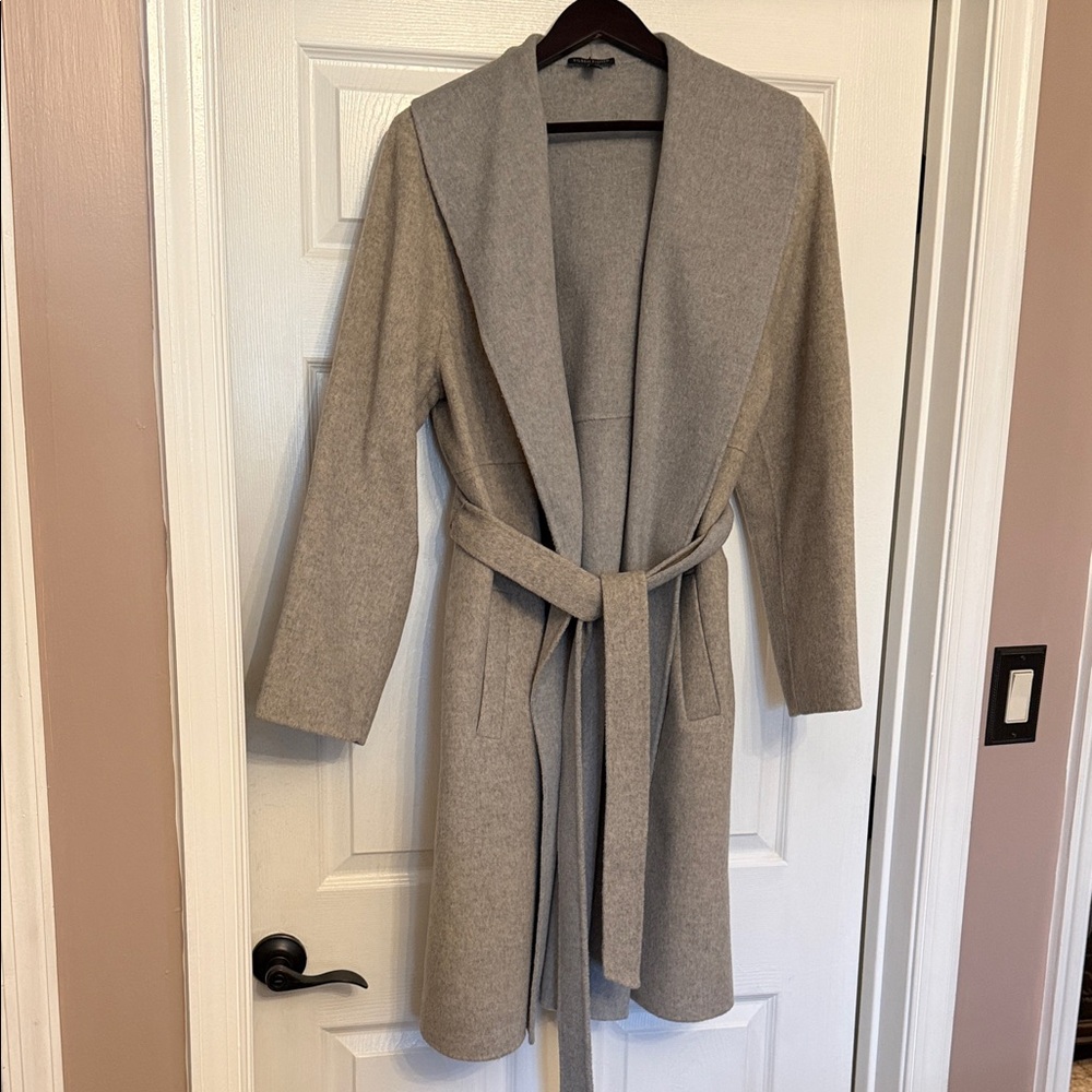 Gray Belted Wool Coat
